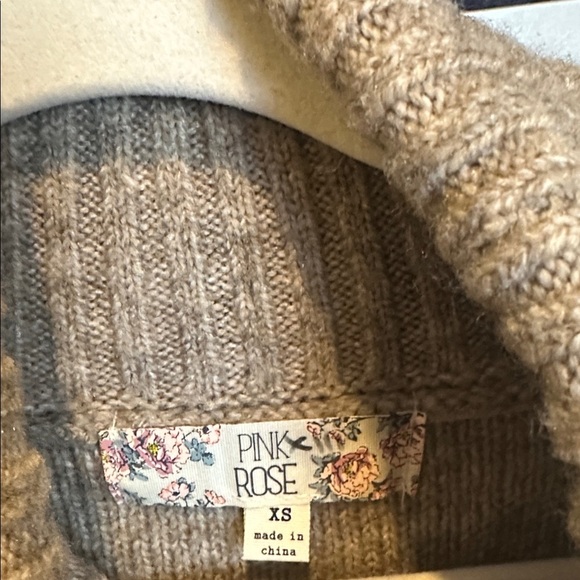 Pink Rose grayish taupe long sleeve turtleneck sweater size XS - Picture 2 of 3